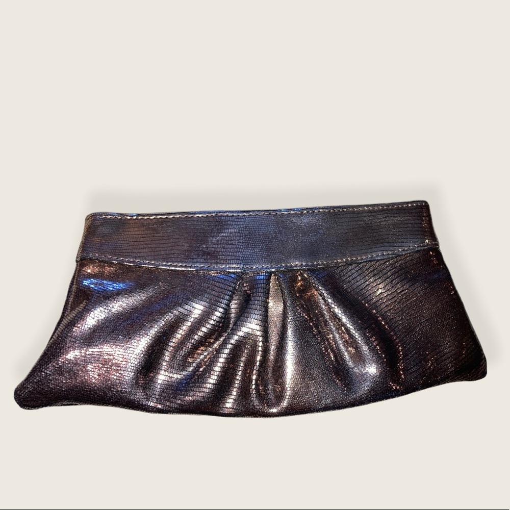 Lauren Merkin Copper gold metallic clutch purse
